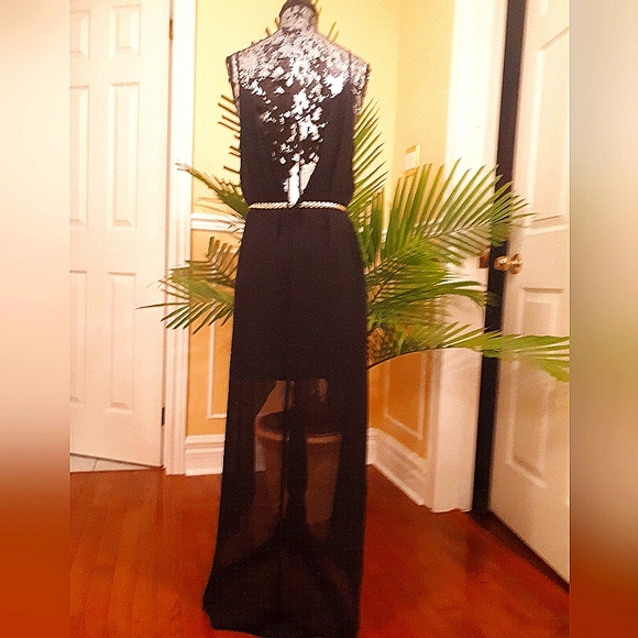 Black sheer high low dress - Picture 2 of 7